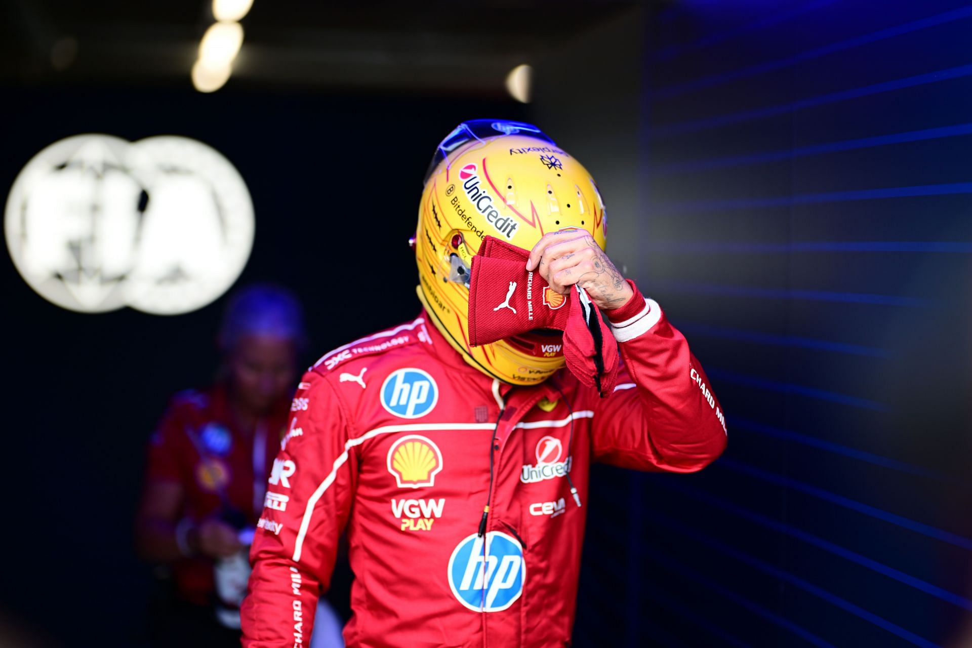 Angela Cullen and Lewis Hamilton after the qualifying for the 2025 F1 Grand Prix of Hungary - Source: Getty