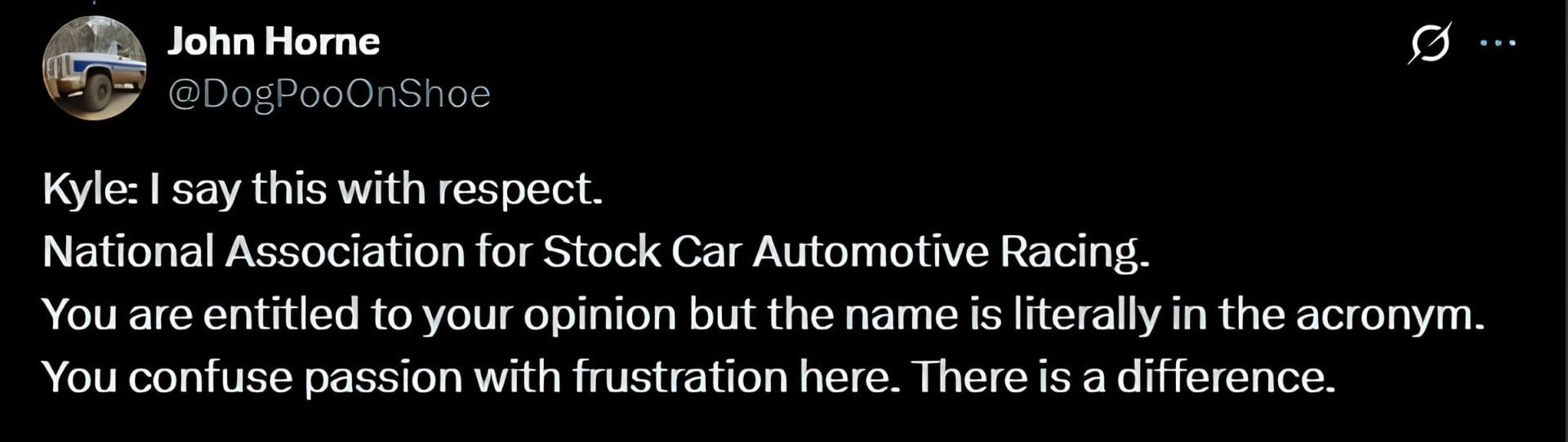 Fan&#039;s reaction to Petty&#039;s claim (Source: @DogPooOnShoe on X)