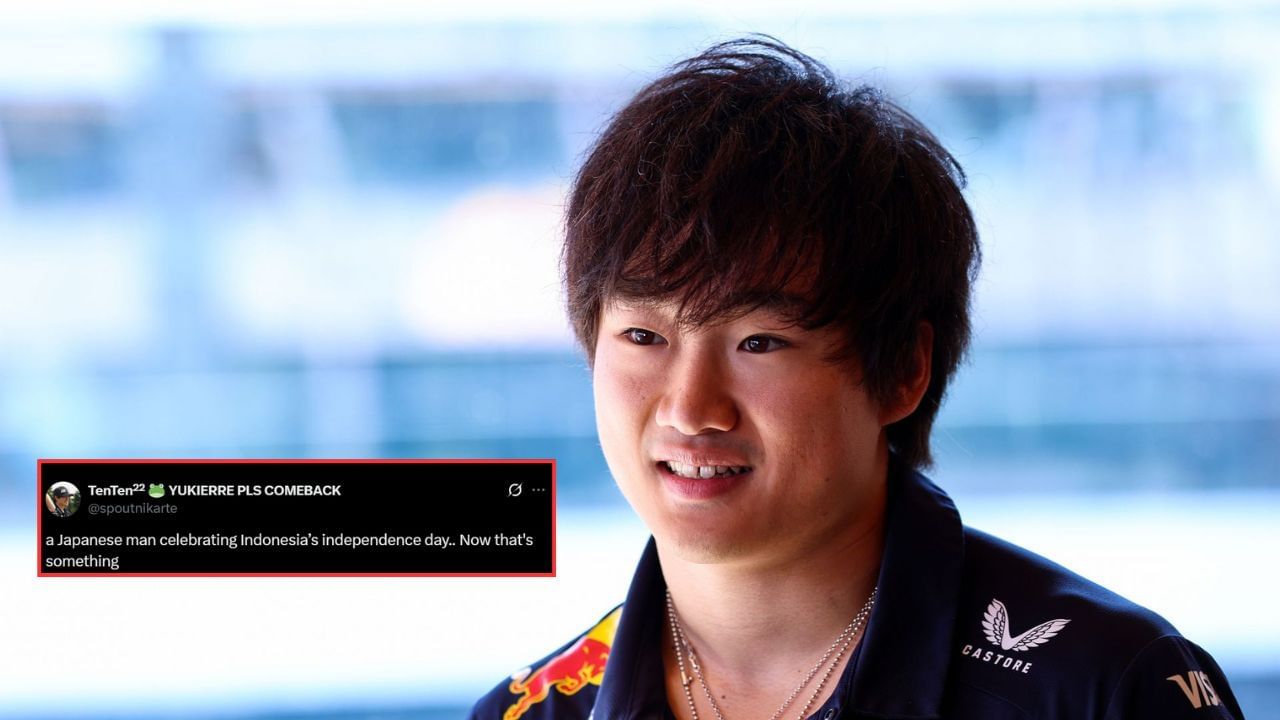 In Picture: Yuki Tsunoda (foreground). Credit: Getty Images. Fan reaction by: x.com/spoutnikarte