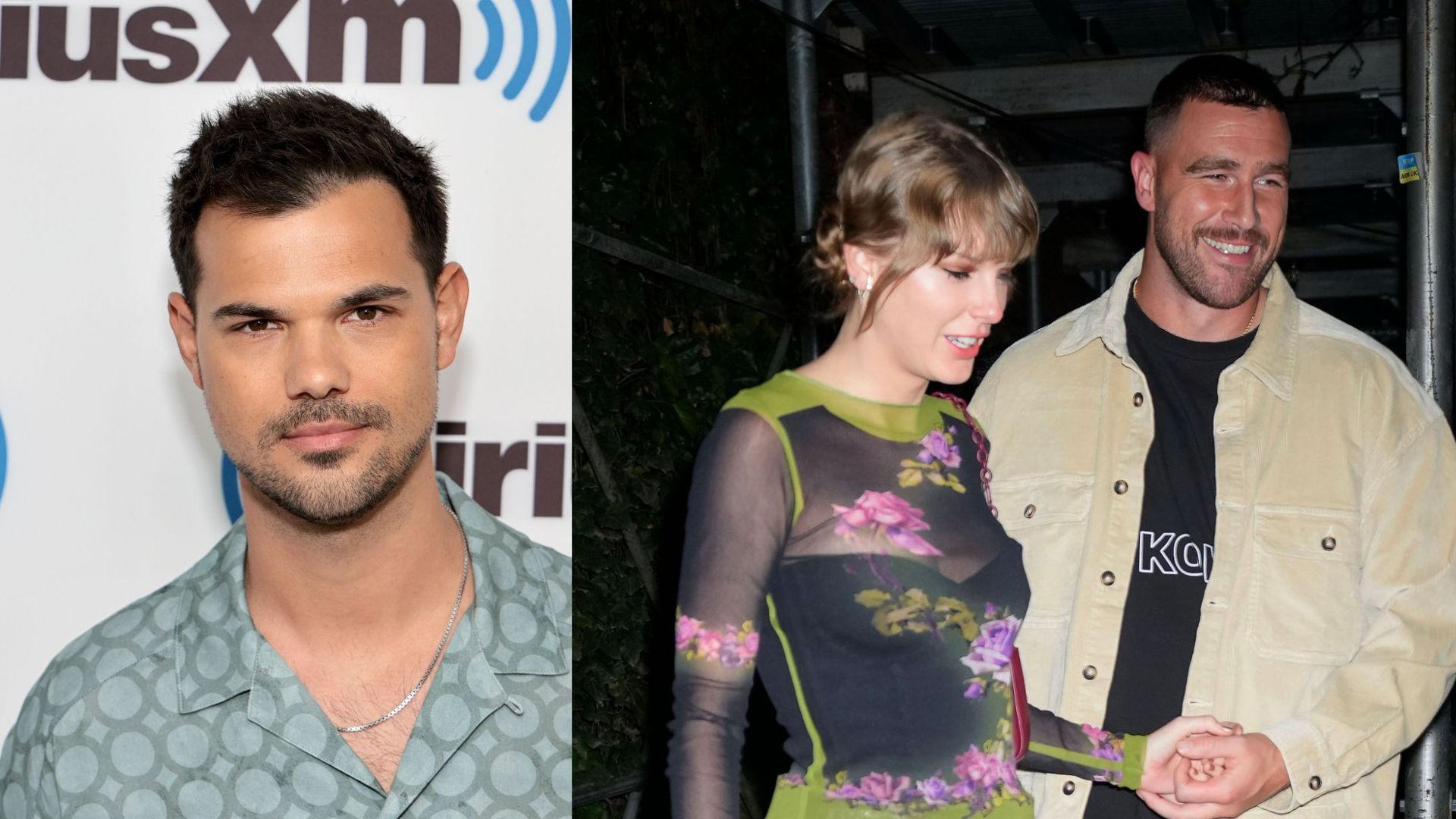 From L to R: Taylor Lautner, Taylor Swift and Travis Kelce (Image via Getty Images) 
