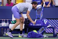 Daniil Medvedev smashes a racket following his loss to Benjamin Bonzi at the 2025 US Open (Source: Getty)