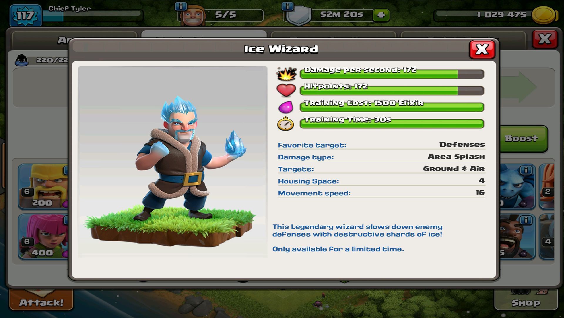 Ice Wizards can freeze defenses while attacking them (Image via Supercell)