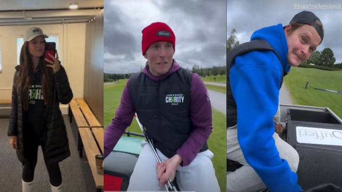 Patrik Laine's wife Jordan shares behind-the-scenes glimpse at Laine-Barkov charity golf tournament in Finland