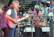 Texas Tornadoes in concert at Saratoga in 1991 (Image via Getty Images)