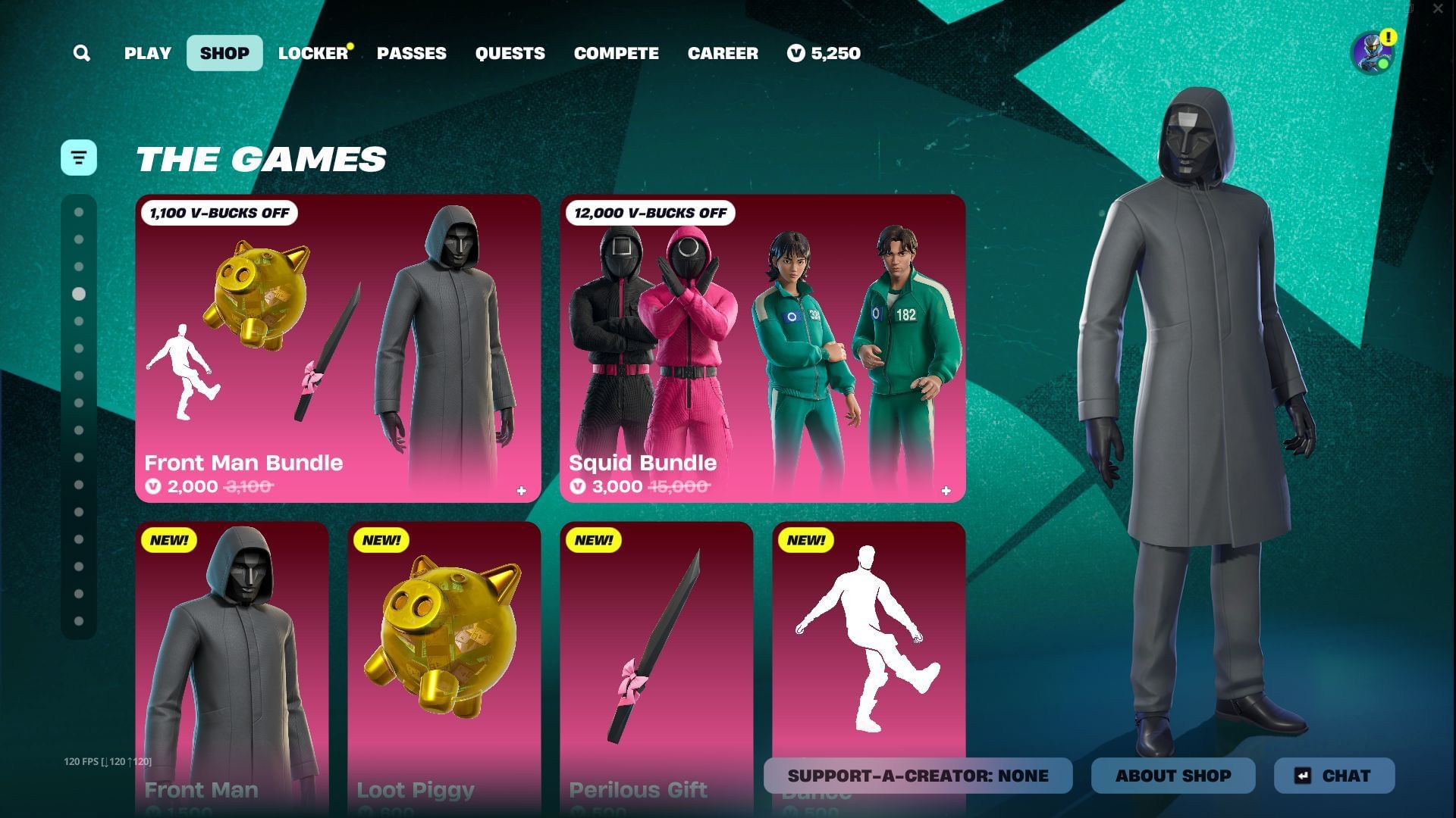 The Squid Game Front Man skin in Fortnite has arrived in the Item Shop (Image via Sportskeeda Gaming || Epic Games)