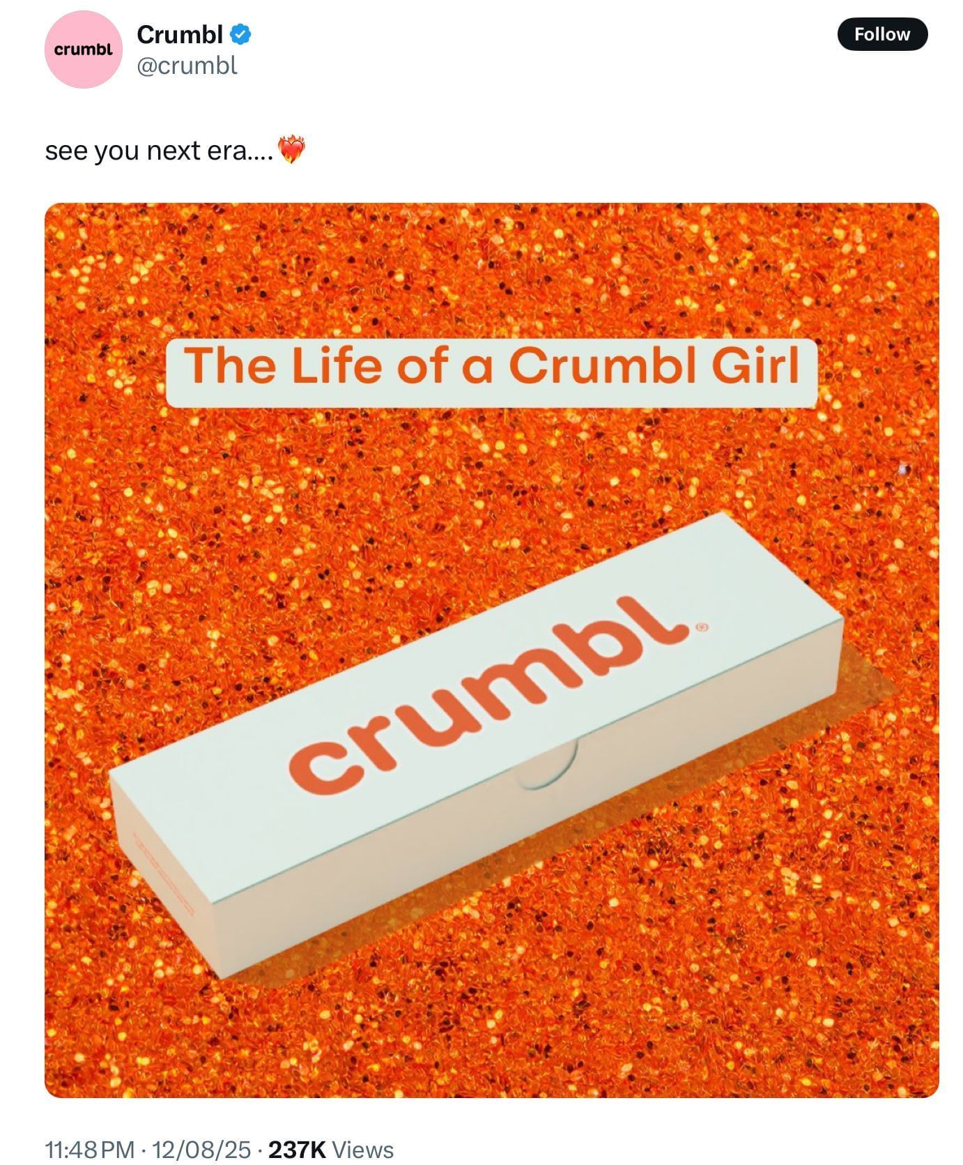 Crumbl&#039;s new post for Swift&#039;s album (Image via @Crumbl/X)