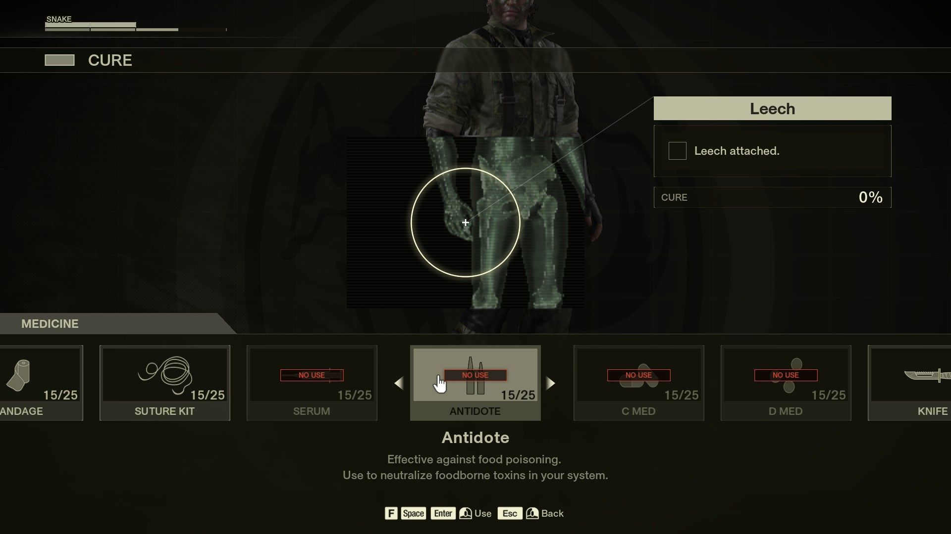 Treating injuries in Metal Gear Solid Delta Snake Eater (Image via Konami)