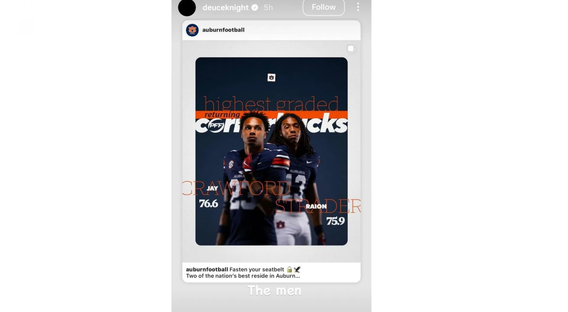 Deuce Knight delivers a 2-word message for fellow Auburn stars