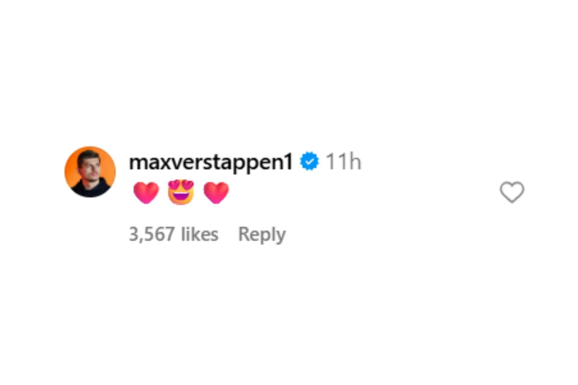 Snapshot of Max Verstappen's reaction...Credits-Instagram