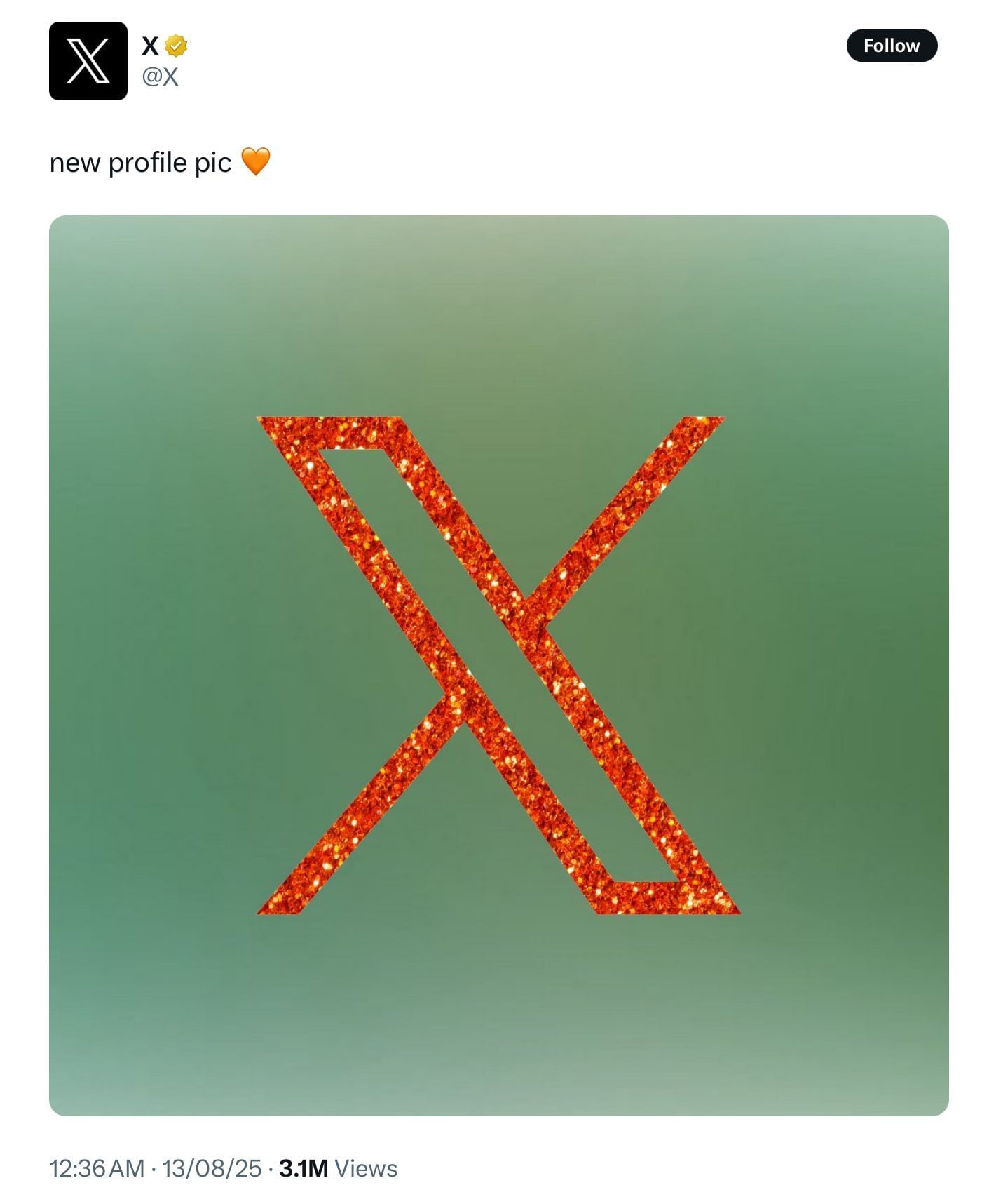 X&#039;s new logo for Swift&#039;s album (Image via @X/X)