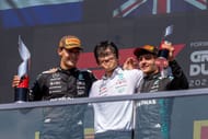 George Russell and Kimi Antonelli on the podium after the Canadian Grand Prix - Source: Getty