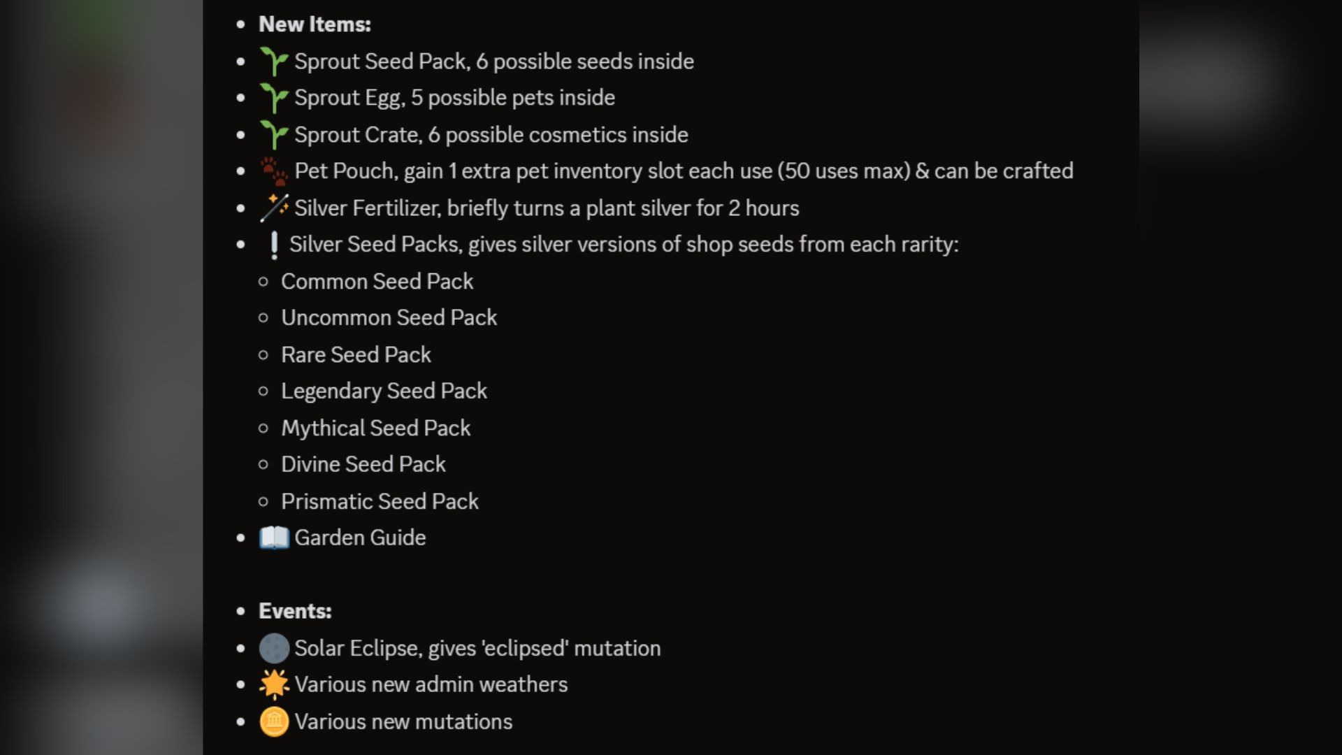 New events and items (Image via X/@GrowaGardenRblx)