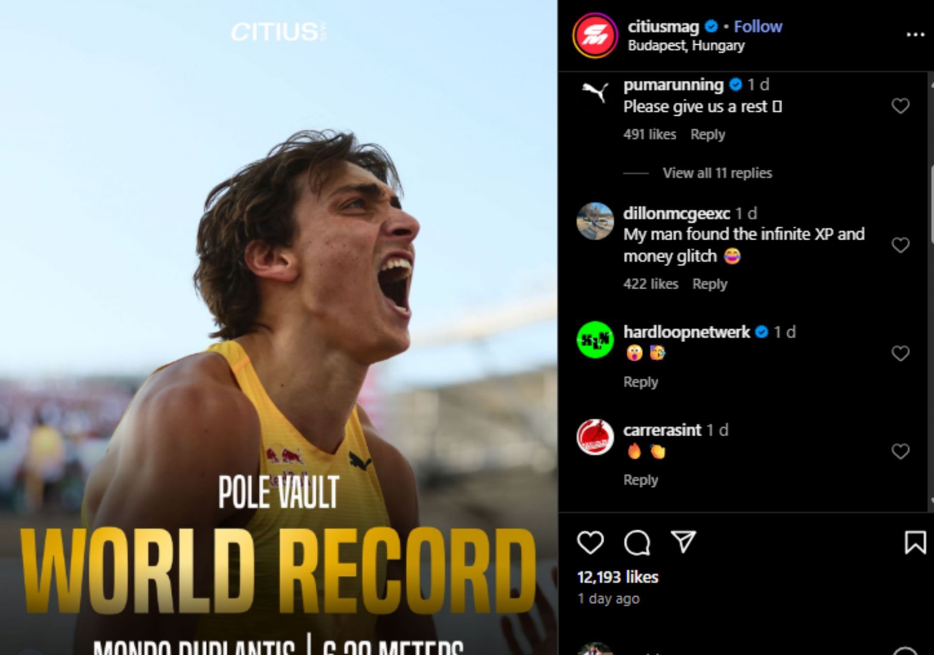 Screenshot of the Instagram post&#039;s comment section.