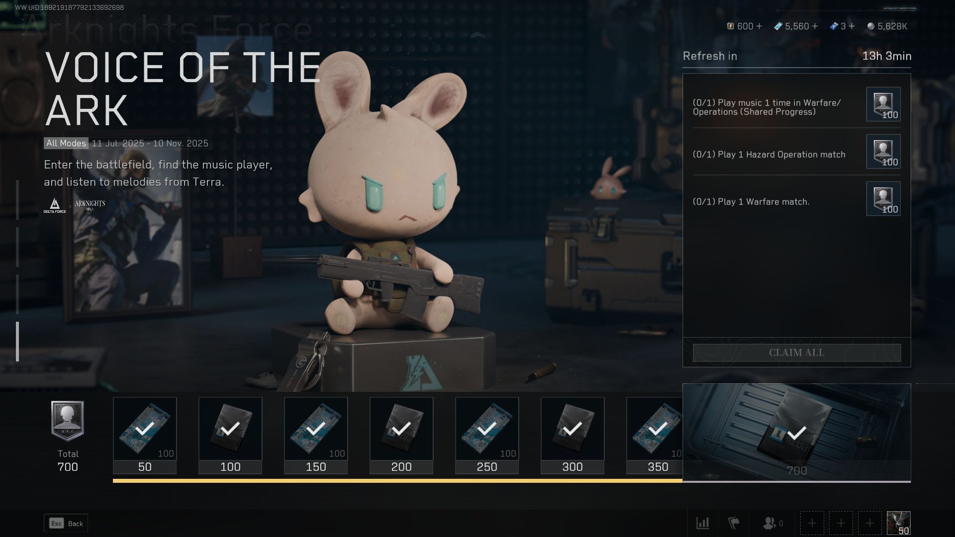 Voice of the Ark rewards LMD tickets (Image via Sportskeeda Gaming || TiMi Studio Group)