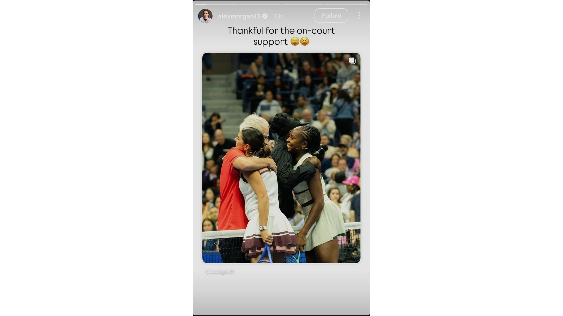 Morgan sharing the court with Venus Williams (Image via: @alexmorgan13 on IG)