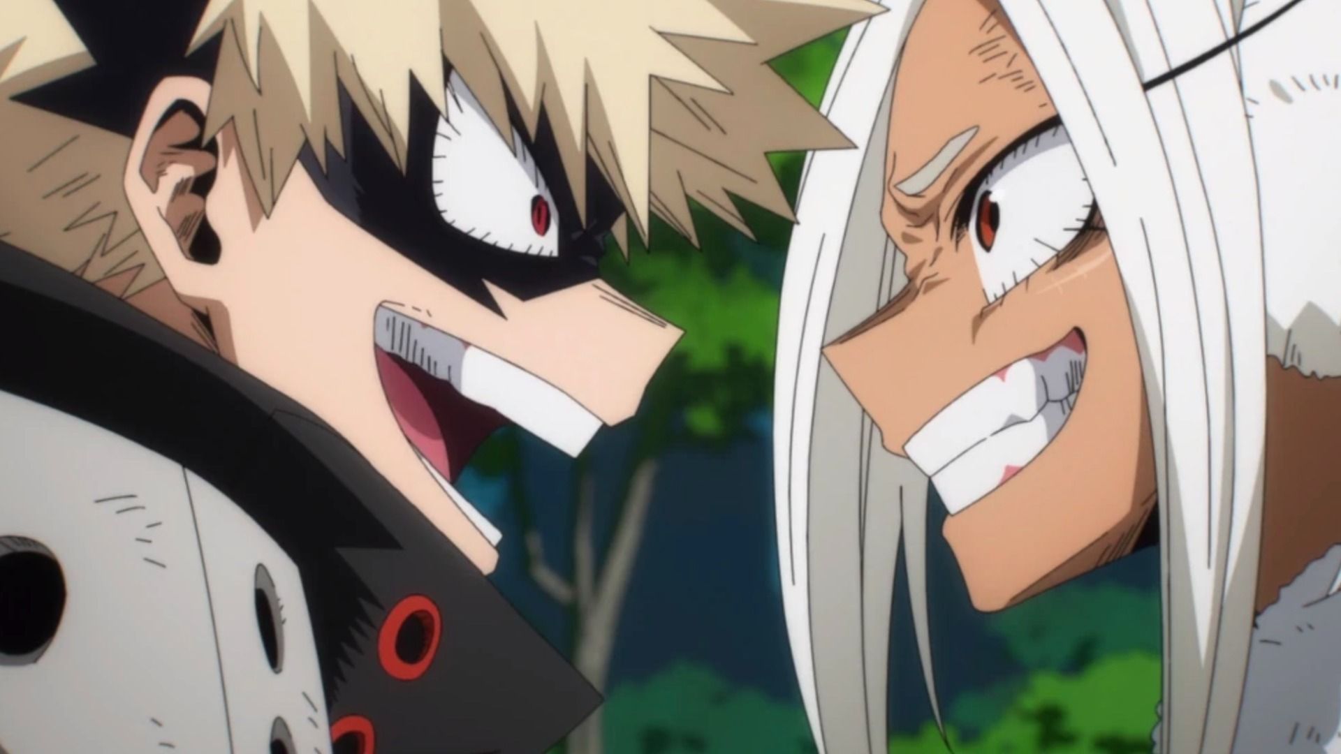 Bakugo and Mirko as seen in anime (Image via Bones)