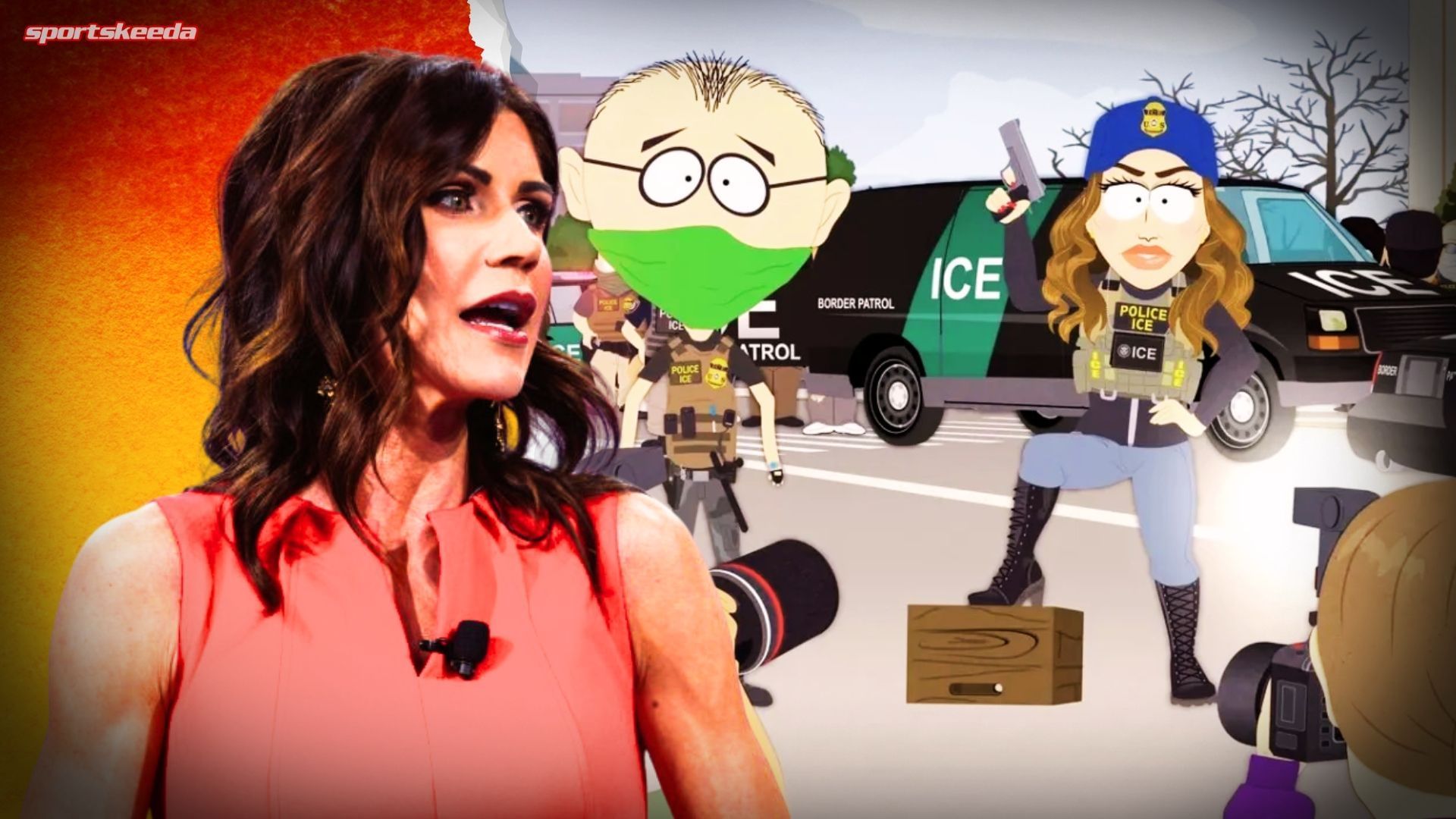 What was Kristi Noem&rsquo;s reaction to South Park season 27 episode 2? (Custom Image by Sportskeeda/Image via Getty, South Park Studios)