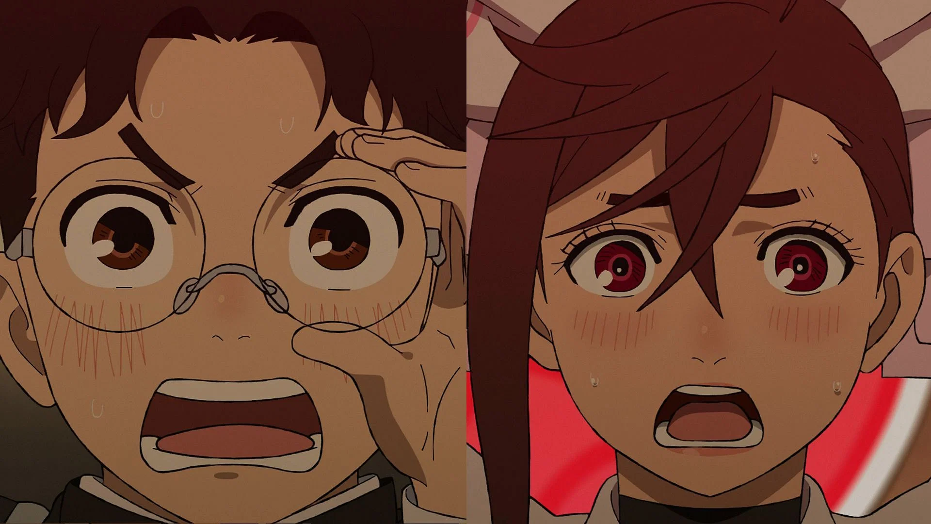 Momo and Okarun as they meet at the maid cafe (Image via Science SARU)