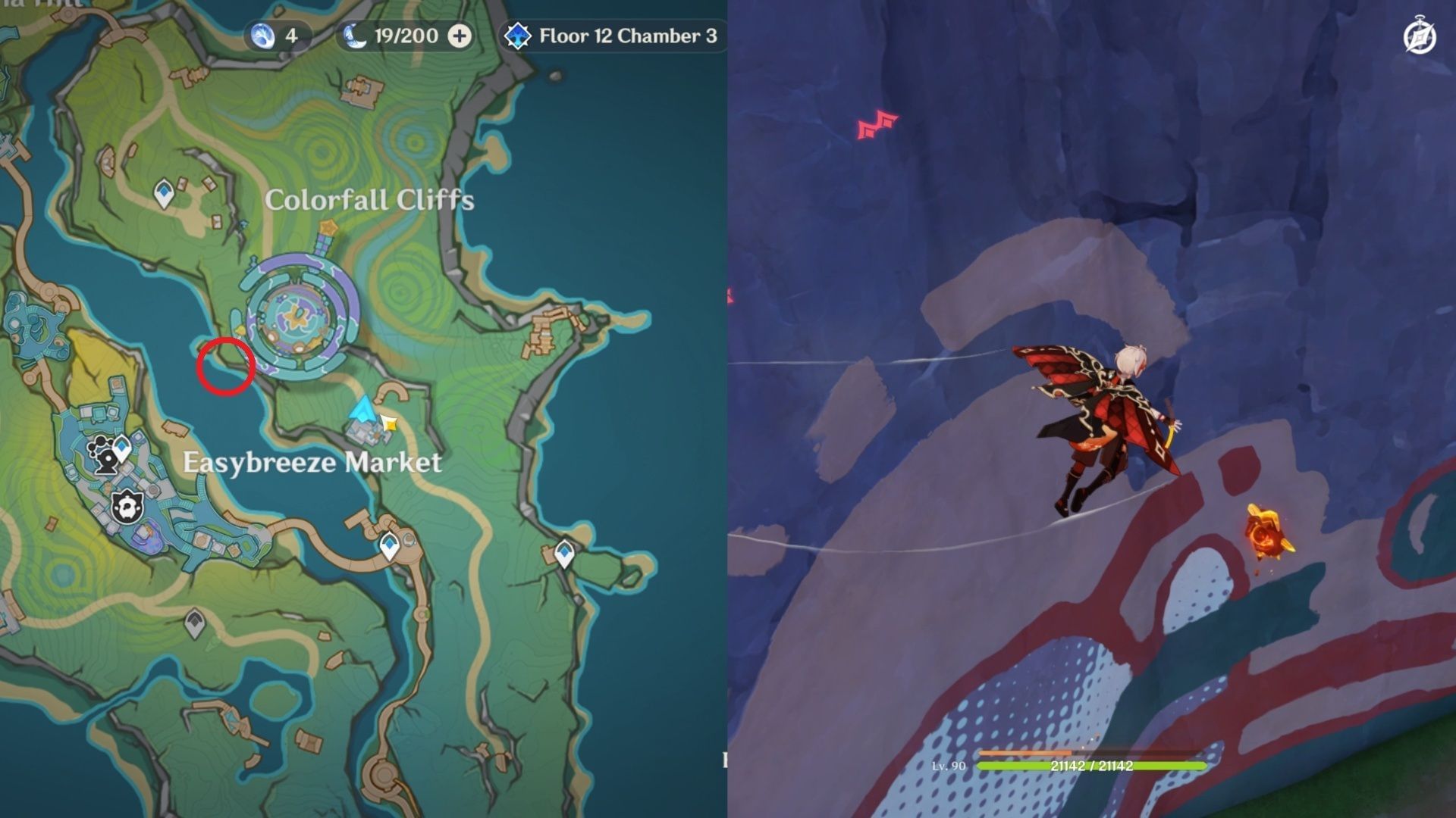 Below the cliff near Easybreeze Market (Image via HoYoverse)