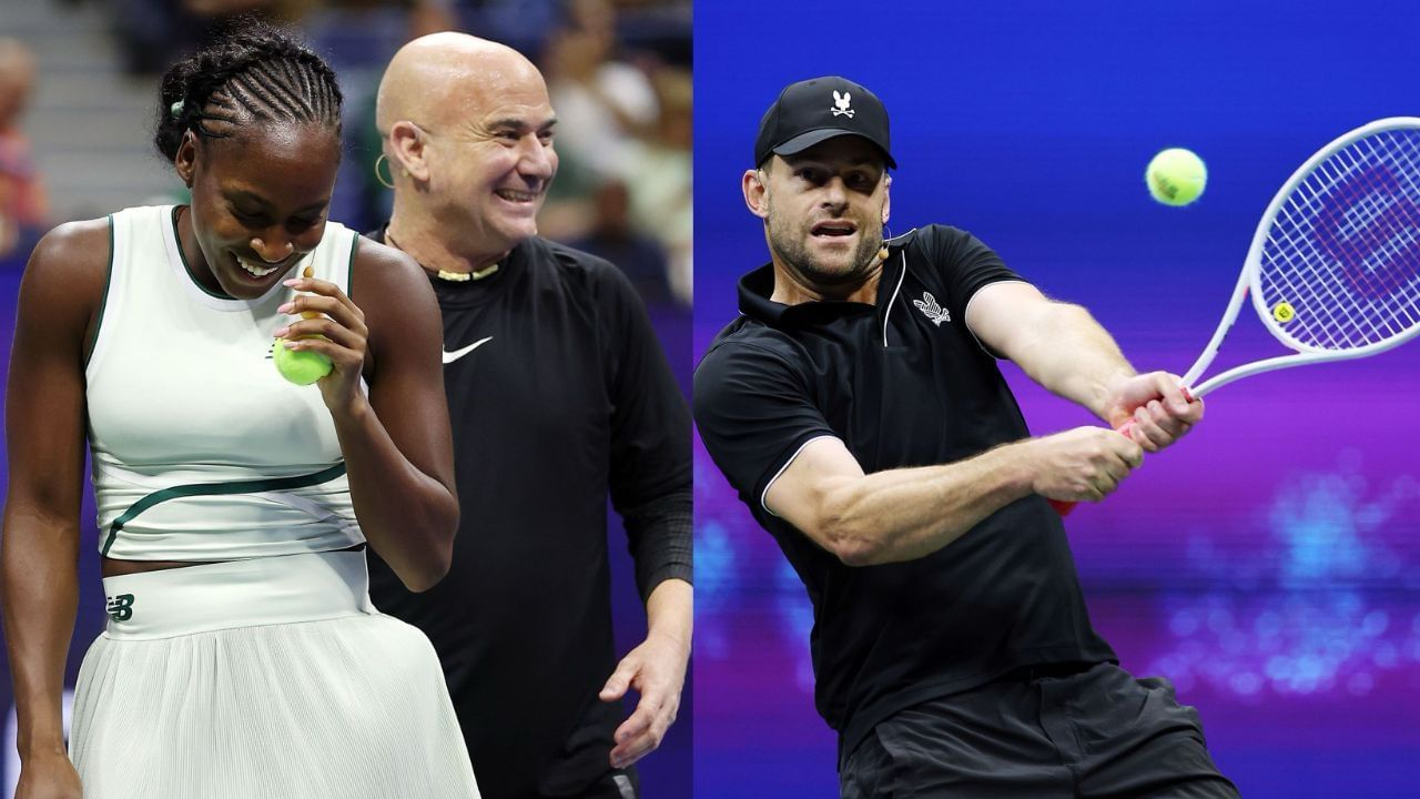 Coco Gauff, Andre Agassi and Andy Roddick