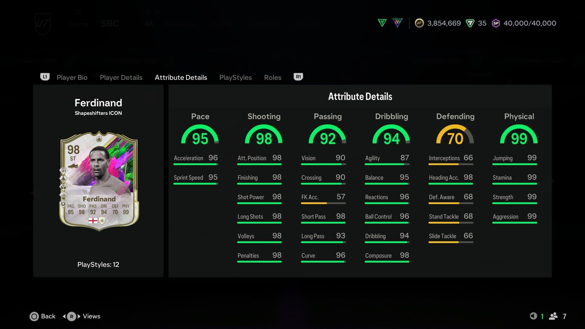 The stats (Image via EA Sports)