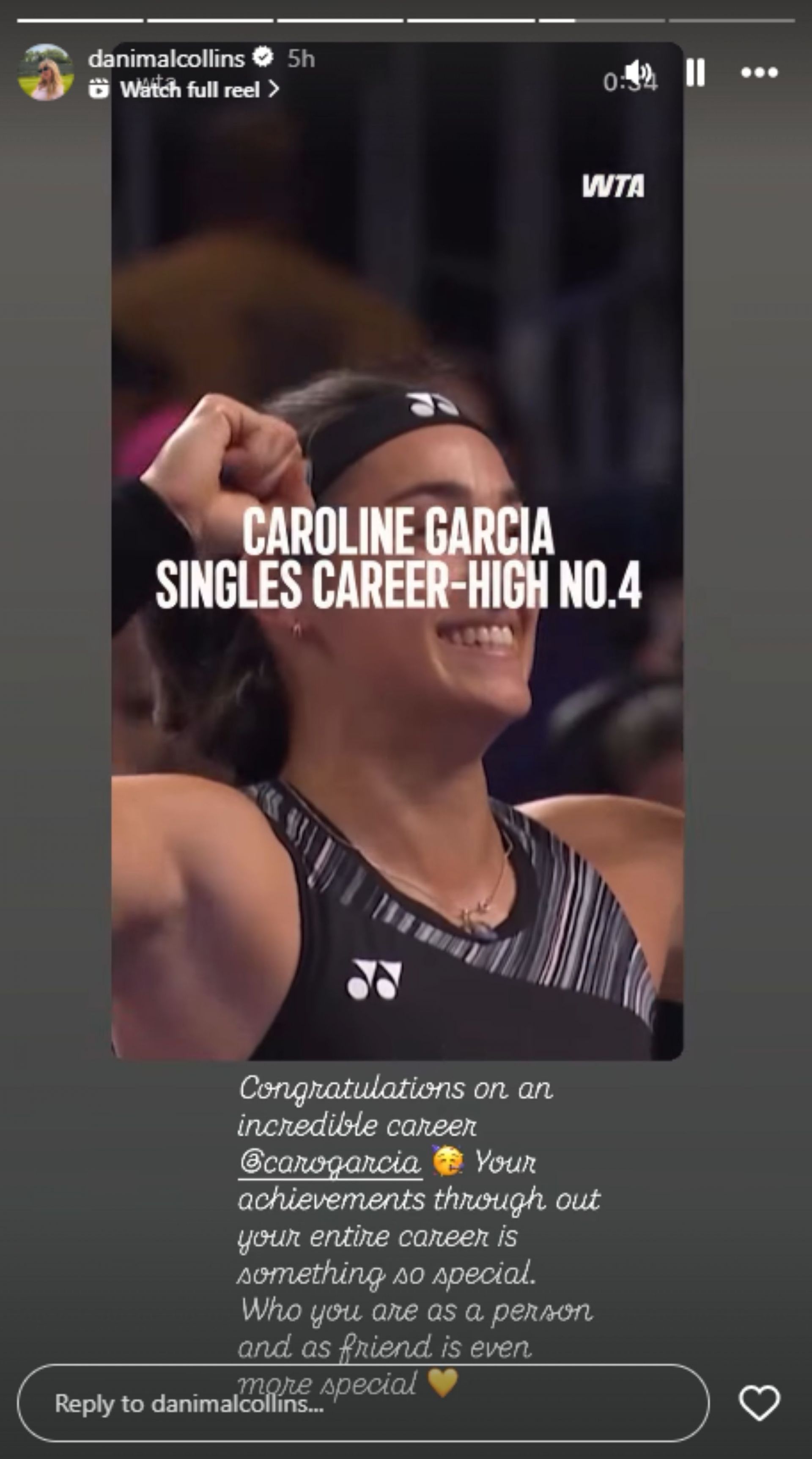 Collins&#039; message for Garcia; Instagram - @danimalcollins