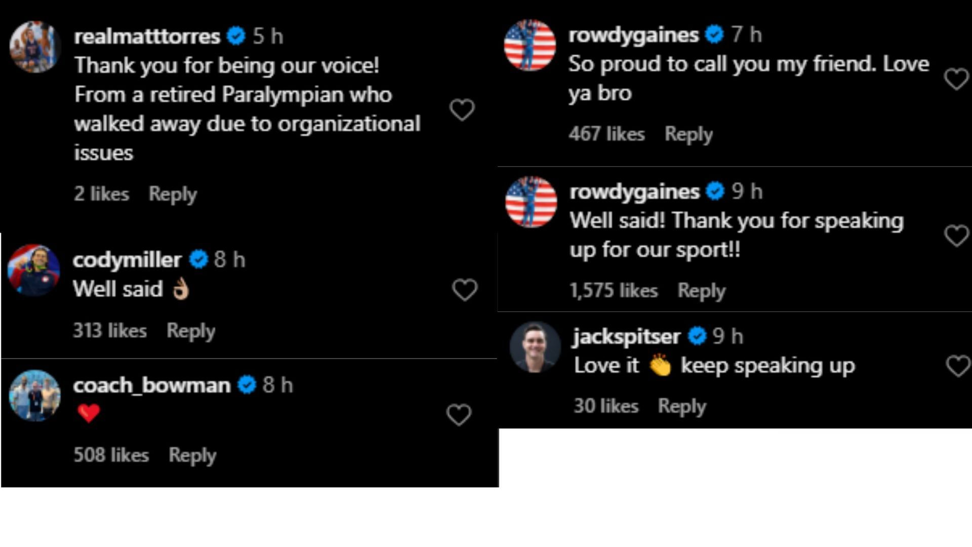 Screengrab of comments in favor of Michael Phelps [Image Source : Michael Phelps&#039; Instagram]