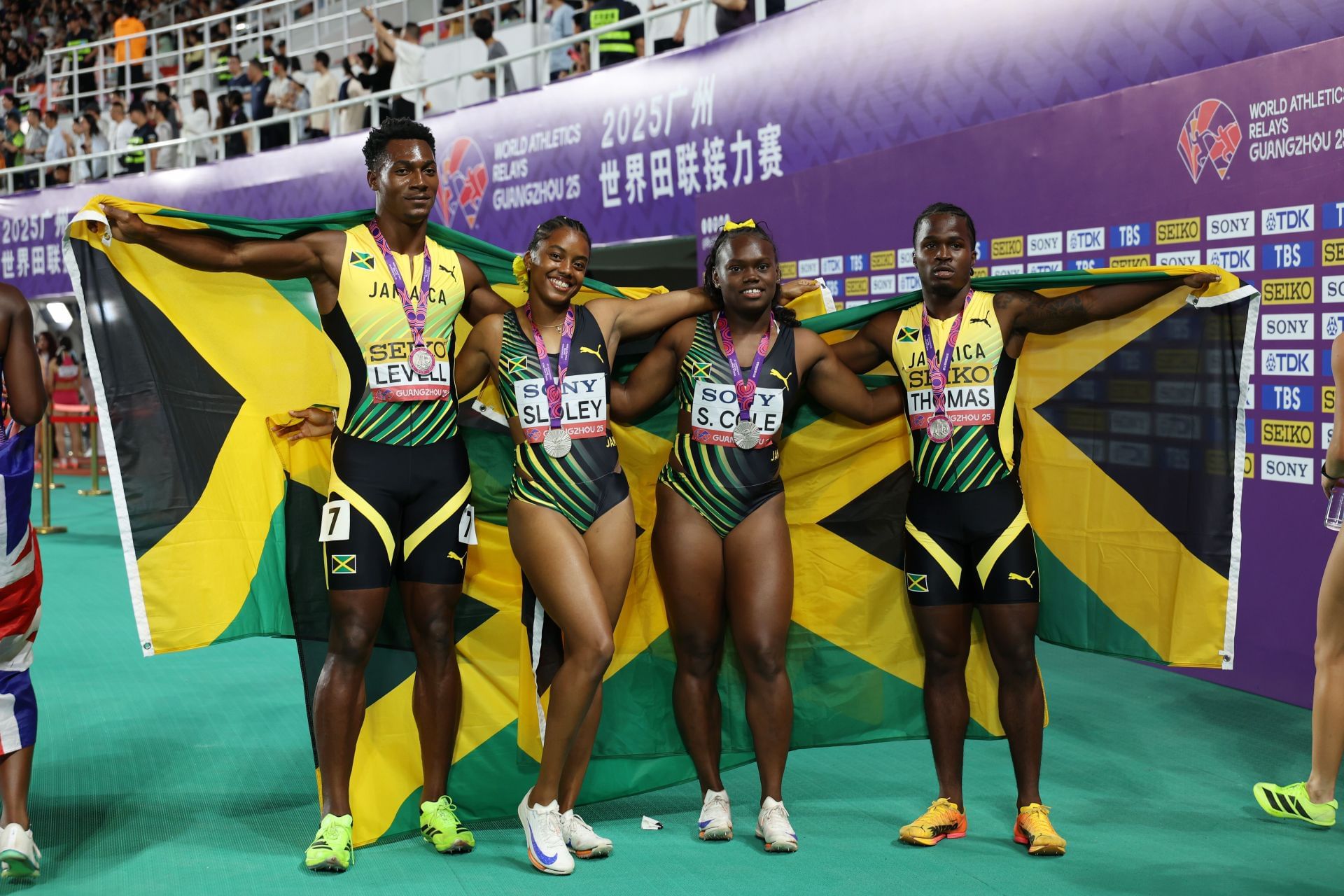 Levell (extreme left) at World Relays 2025 (Image via: Getty)