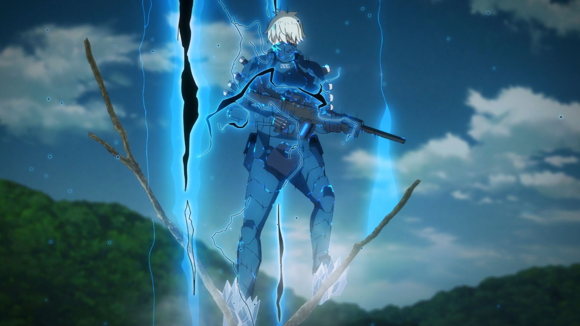 Reno as he fights with No. 6&#039;s suit (Image via Production I.G)