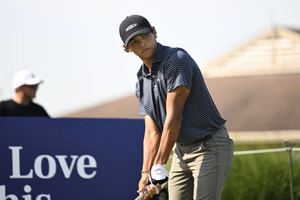 Michael Kim makes Charlie Woods analogy after $250M NFL legend’s nephew struggles in debut