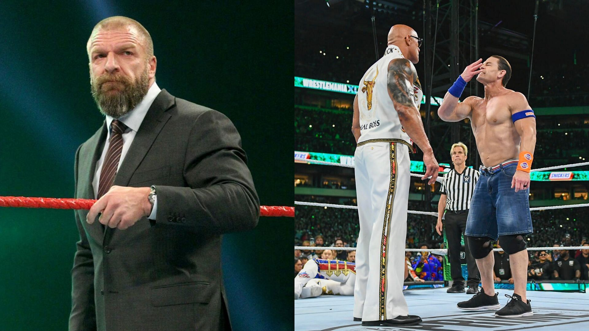 Triple H, The Rock, and John Cena! [Images from WWE.com]