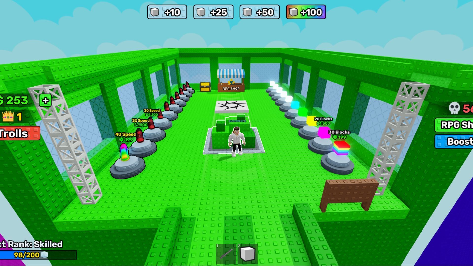 The game provides two types of boosts to players. (Image via Roblox)