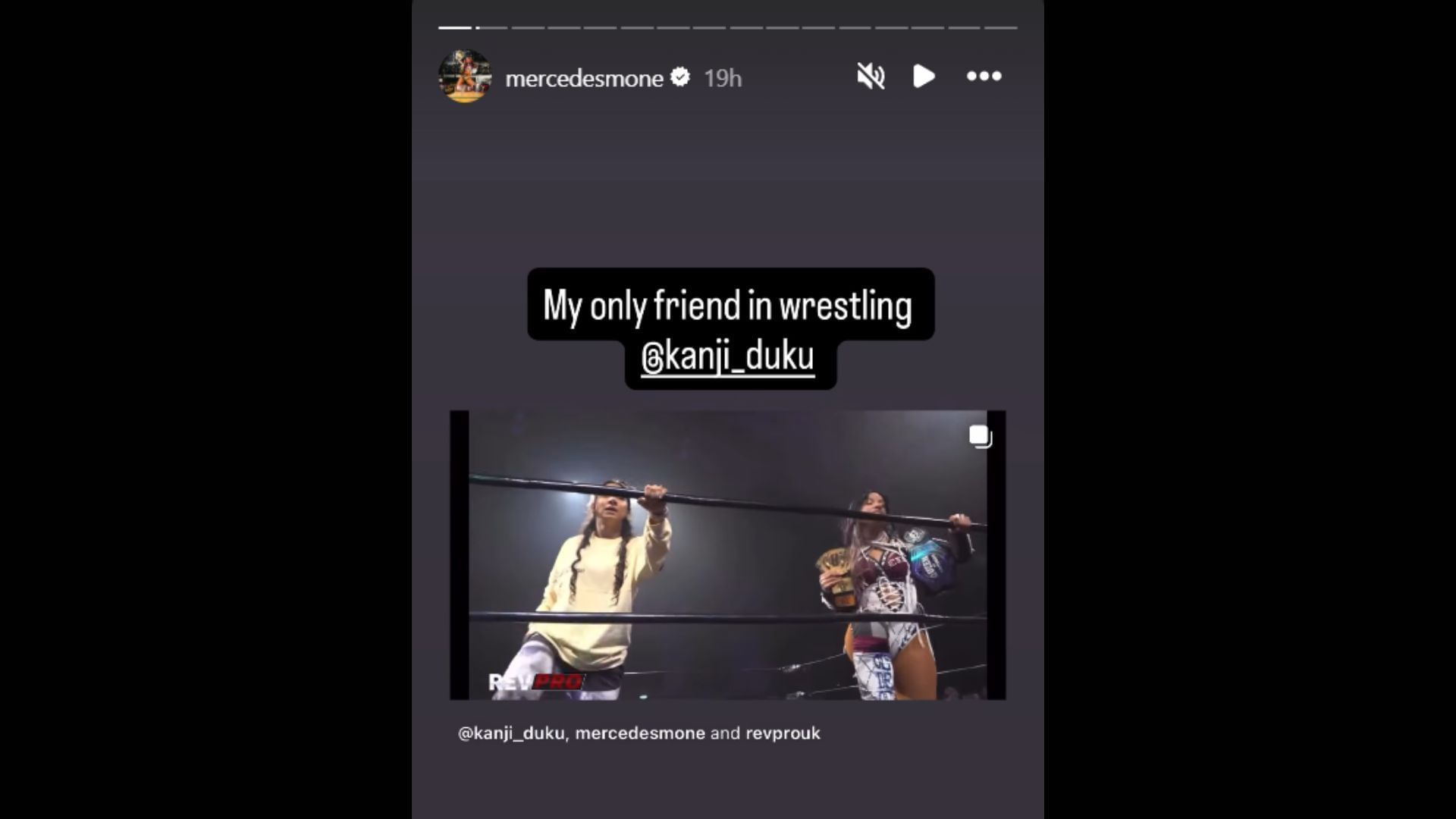 Mercedes Mone claims that Kanji is her only friend in wrestling. [Image via Mone&#039;s Instagram story]