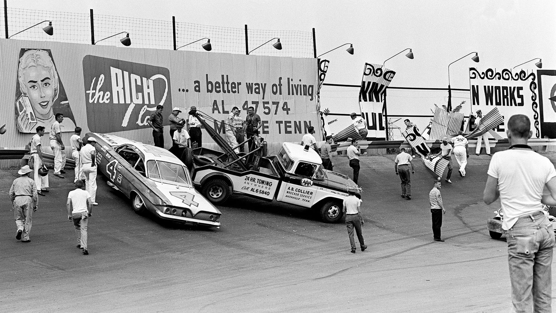 Rex White&#039;s No. 4 car after he wrecked at the 1961 Nashville 500.Source: Imagn