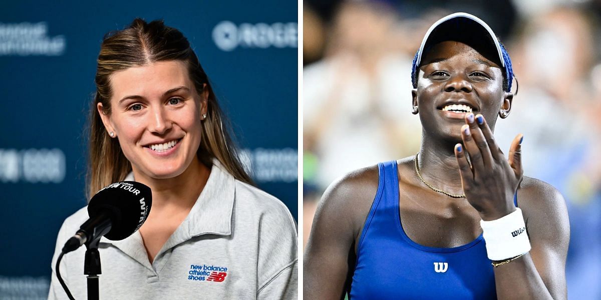 Eugenie Bouchard (L) and Victoria Mboko (R). Images by Getty.