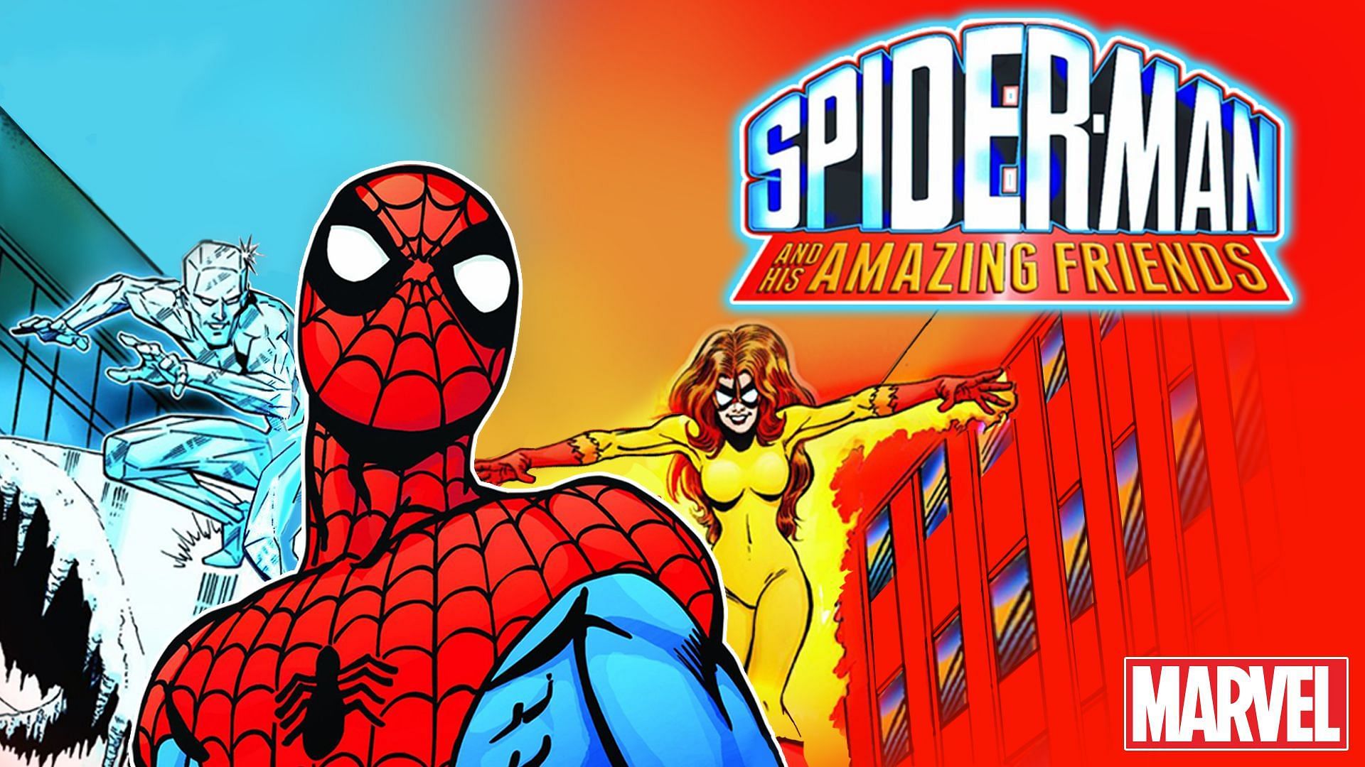 Spider-Man, Ice-Man, and Firestar fight crime (Image via Disney+)