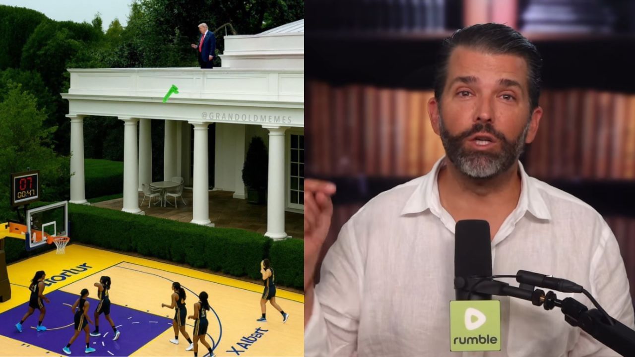 Donald Trump Jr. inexplicably posts picture of POTUS throwing green dildo from White House roof amid planned attack on WNBA by meme coin group. [photo: @donaldtrumpjr./IG]