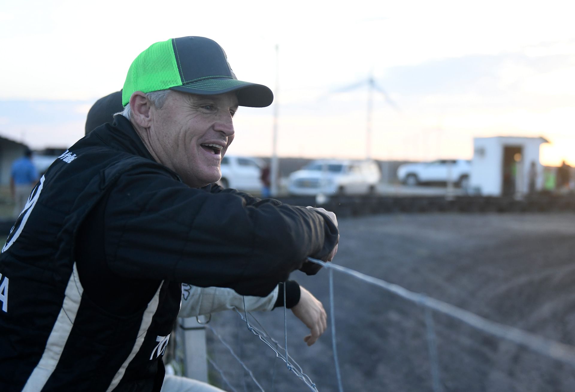 Kenny Wallace watches the kids' go-kart race at Bishop, 2020. Source: Imagn