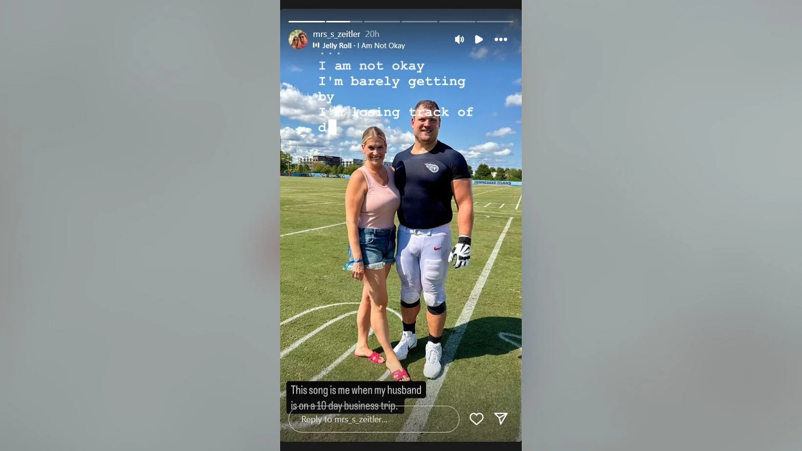 Kevin Zeitler&#039;s wife Sara grows emotional about Titans G staying away from home (Image Credit: Sara/IG)