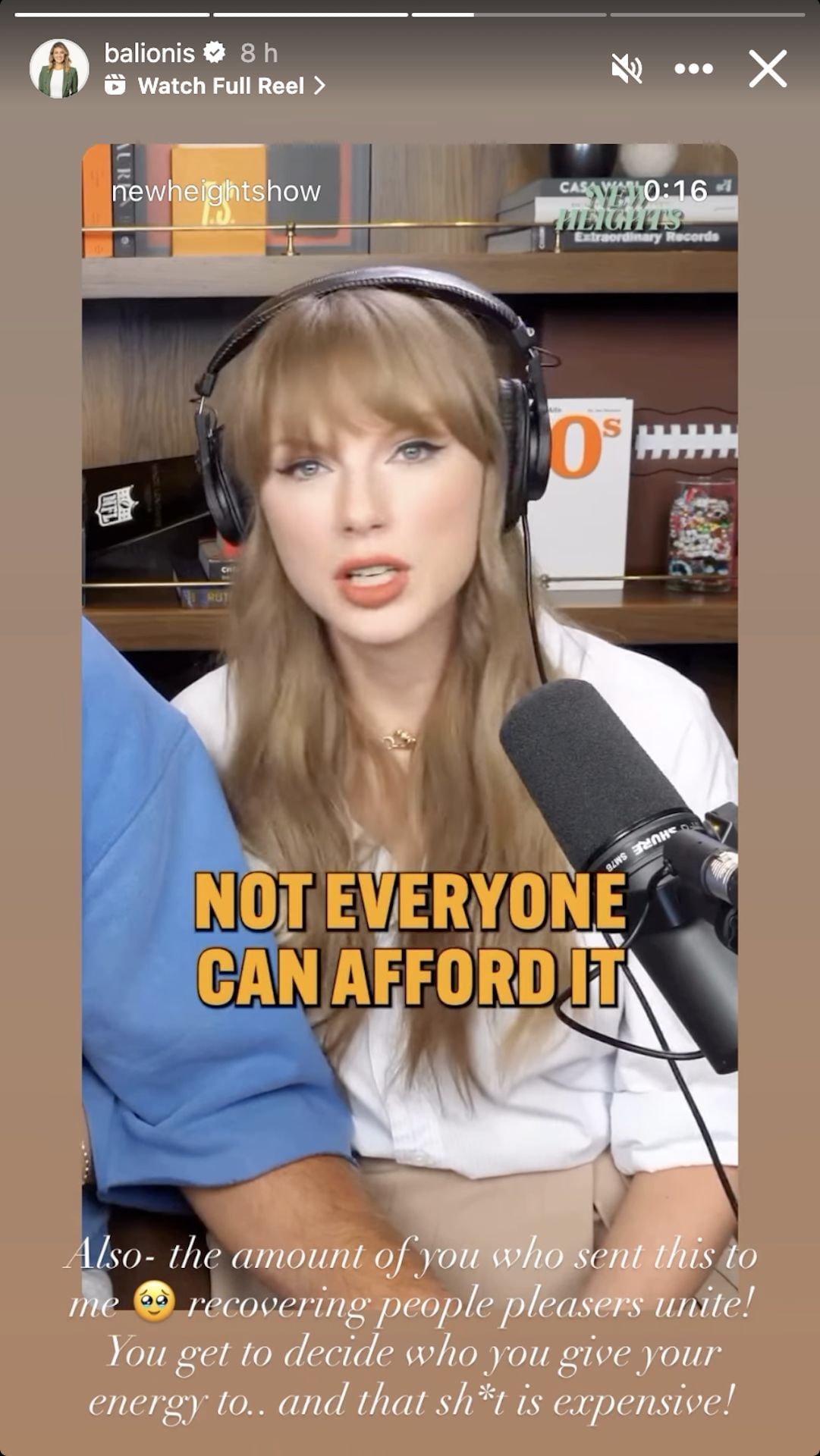 Amanda Balionis echoes Taylor Swift&#039;s message (Image via Instagram @balionis)