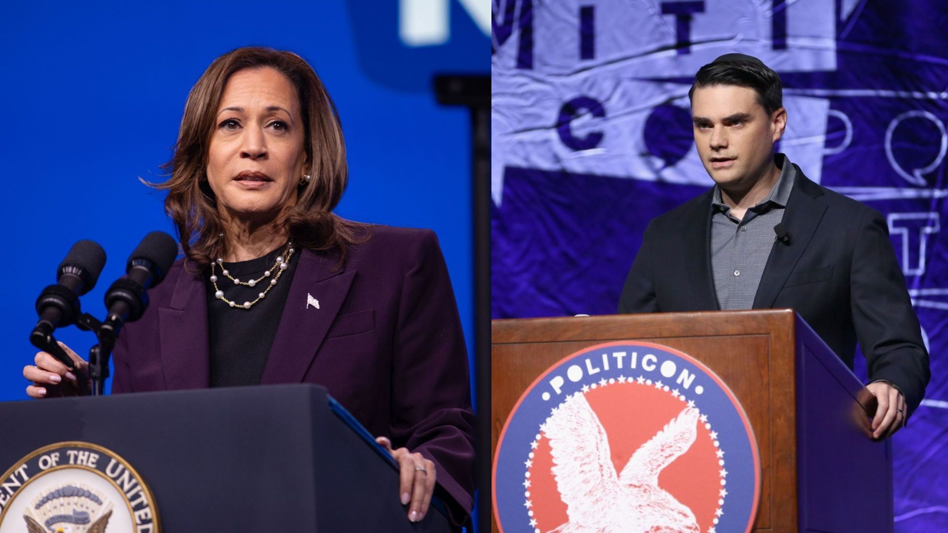 Kamala Harris and Ben Shapiro (Image via Getty)
