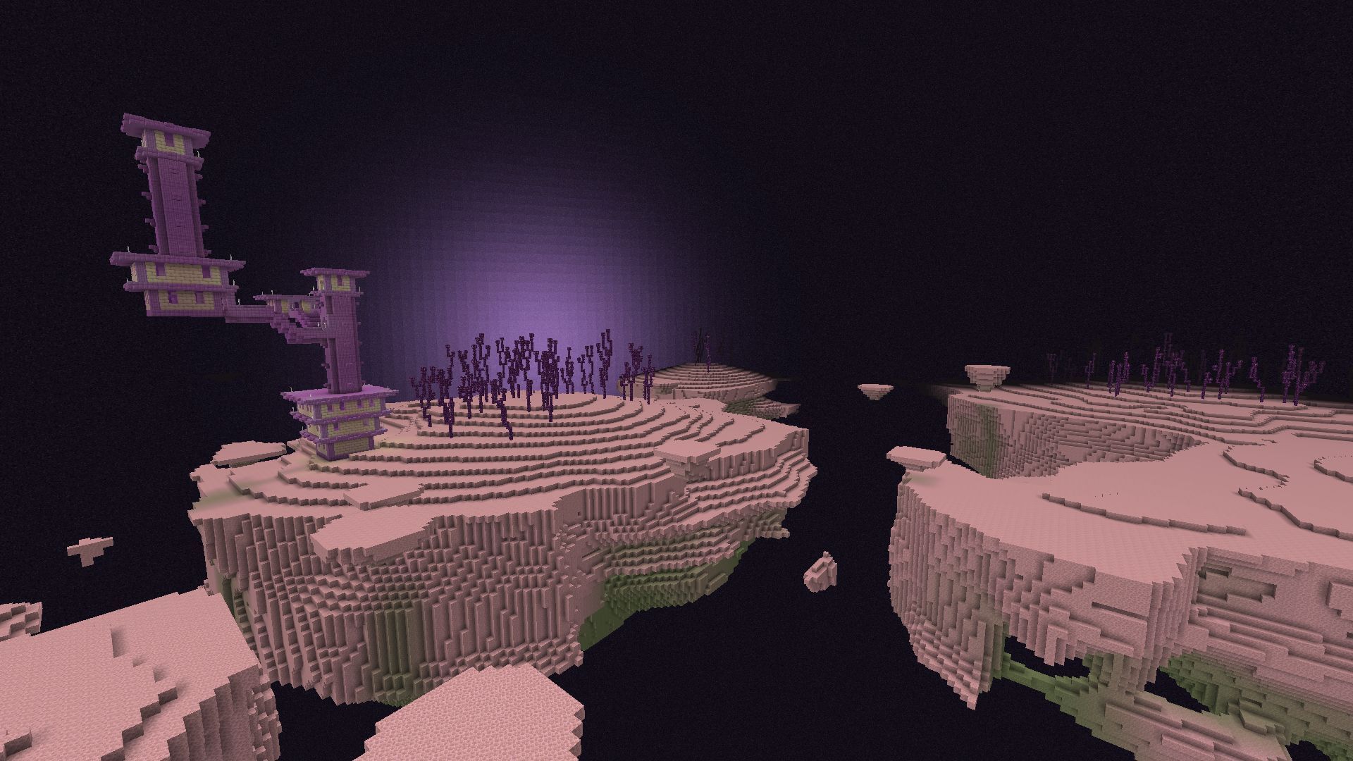 End dimension will experience flashes of purple light (Image via Sportskeeda Gaming || Mojang Studios)