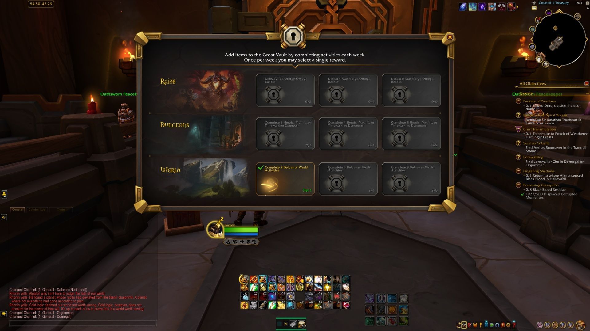 Try to take advantage of the Great Vault in the Dornogal Bank every week (Image via Blizzard Entertainment)