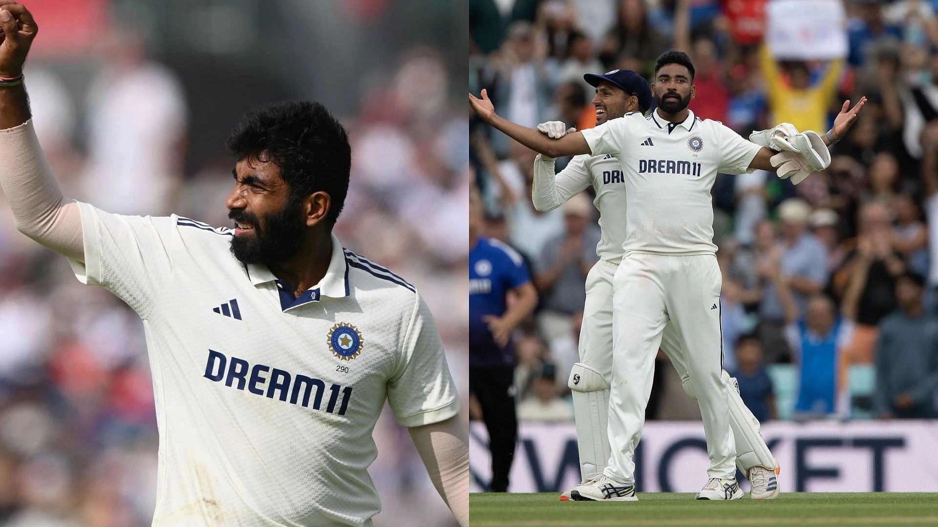 Jasprit Bumrah (L) and Mohammed Siraj (R) in Tests for India - Image Credits: Both Getty