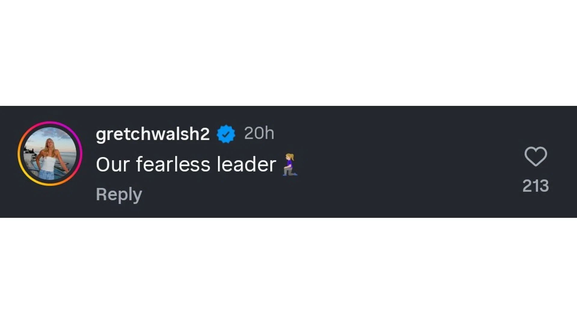 Walsh&#039;s comment on Ledecky&#039;s post (Image via: @katieledecky)