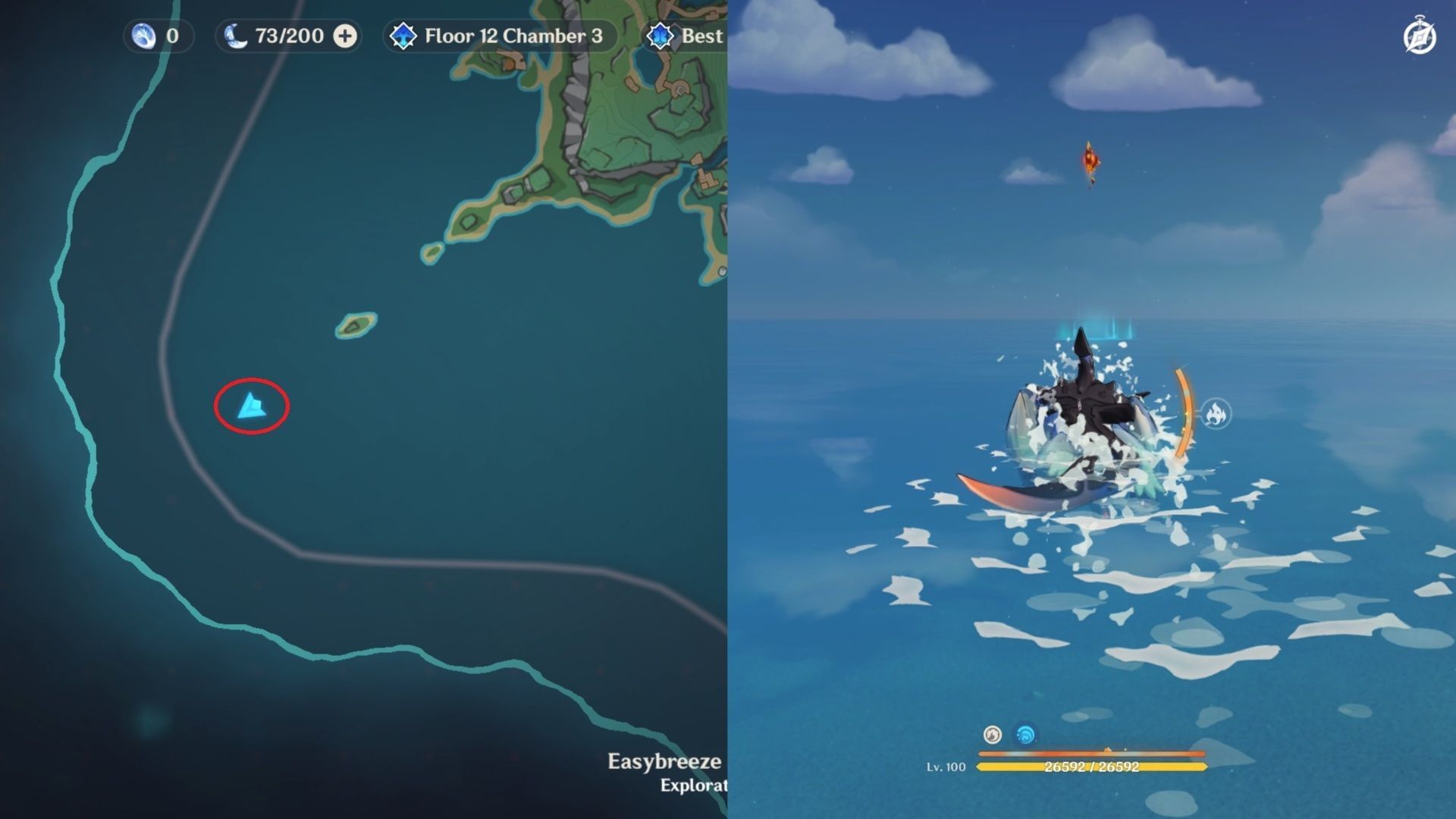 Near the edge of the map (Image via HoYoverse)