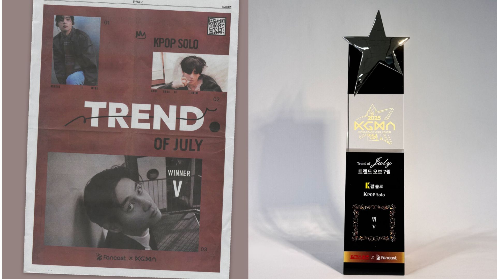 BTS&rsquo; Taehyung wins &lsquo;Trend of July - K-pop Solo