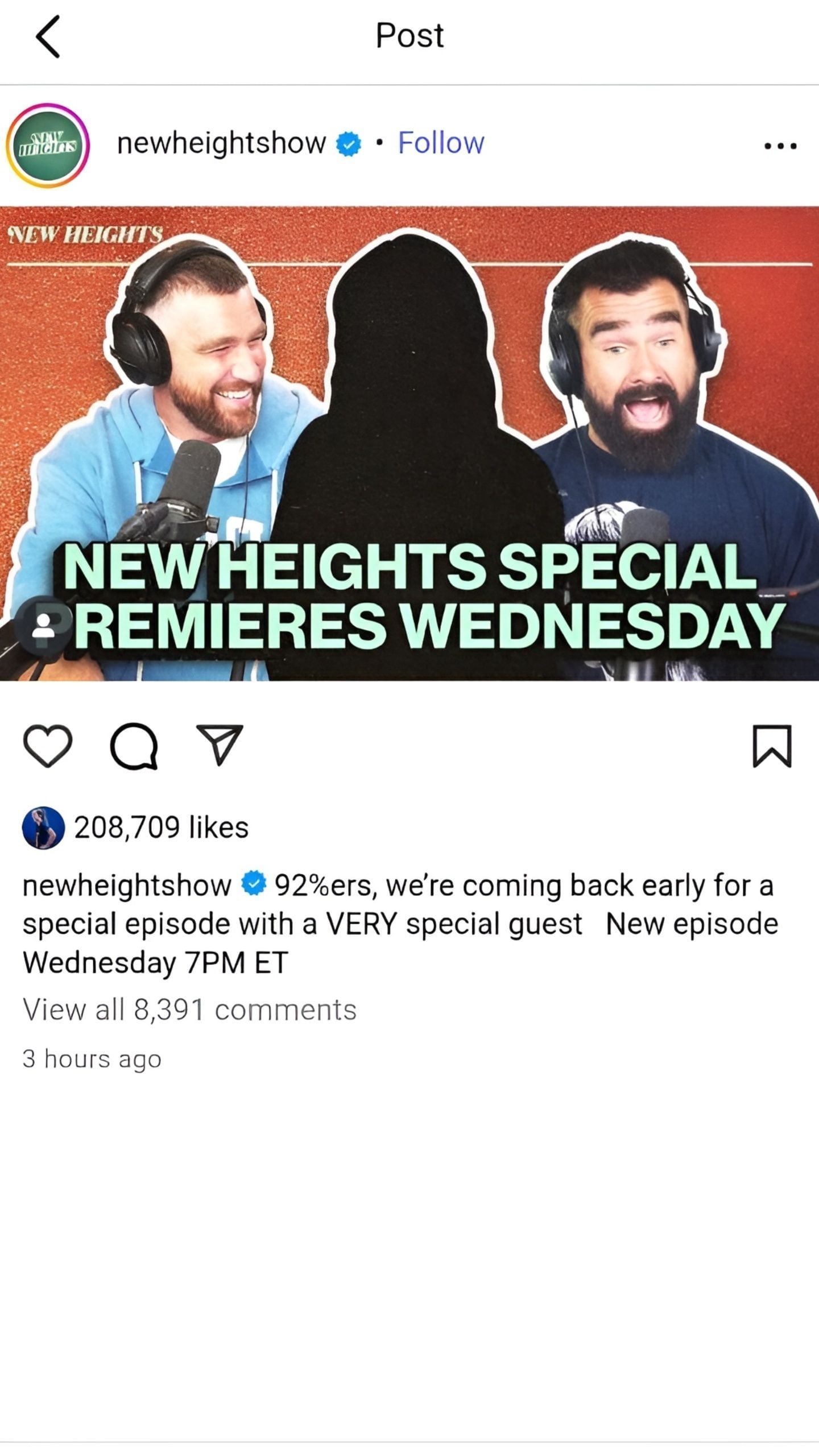 Caitlin Clark liked the post (image credit: instagram/newheightsshow)