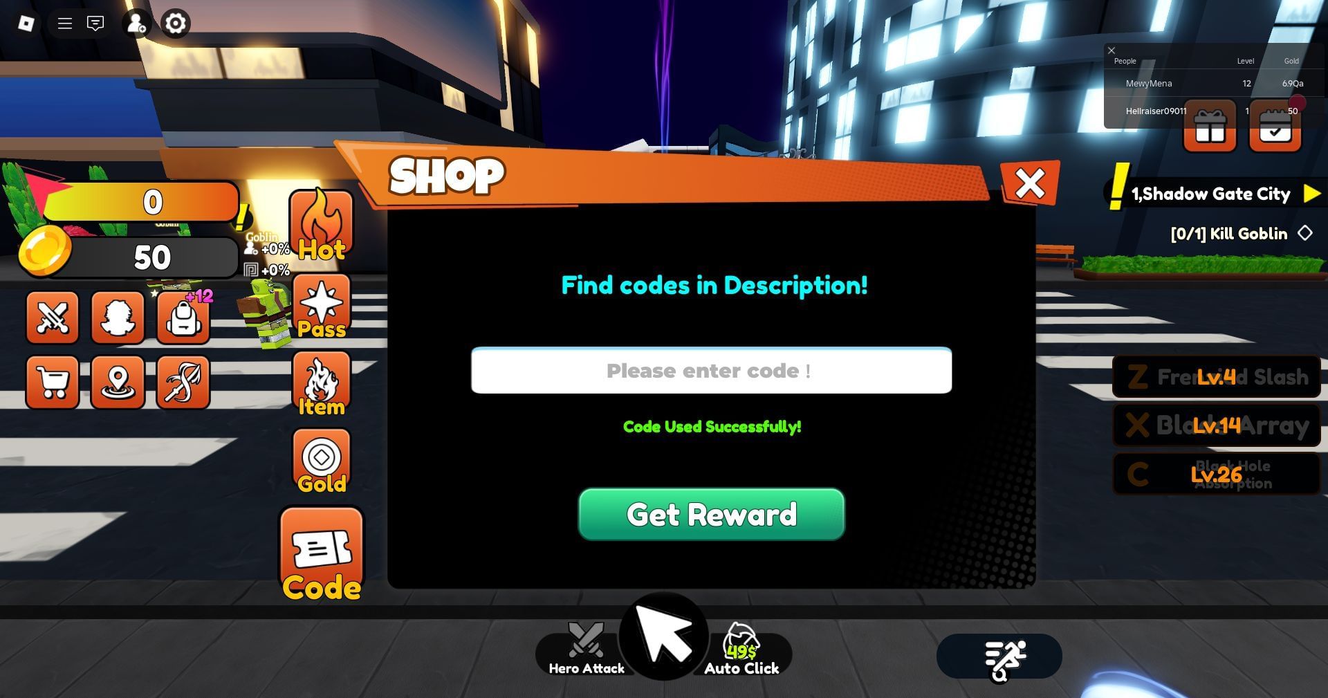Redeem the code here (Image via Roblox)