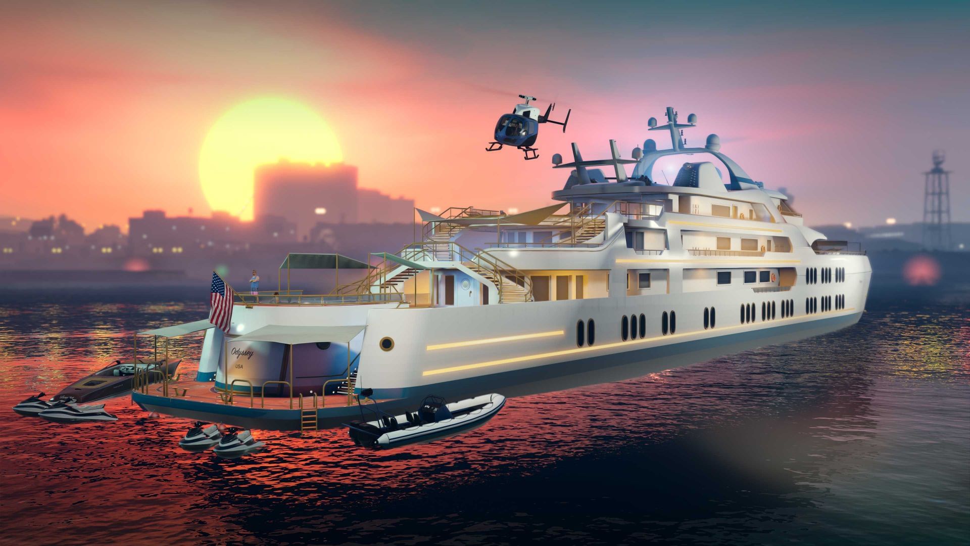 A modified GTA Online Super Yacht (Image via Rockstar Games)